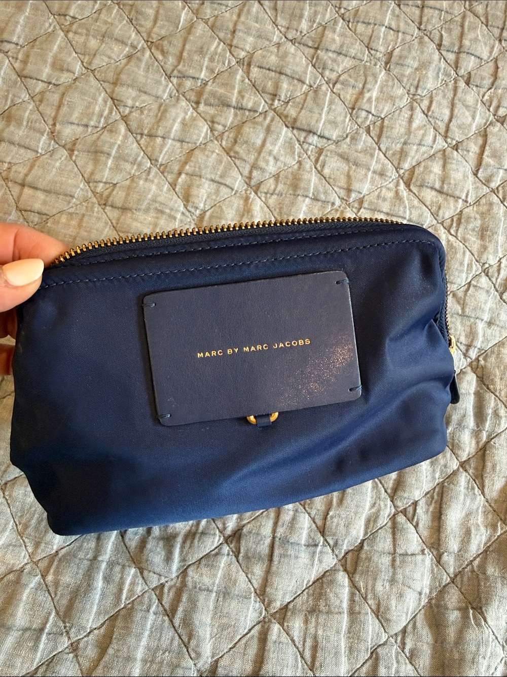 Marc by Marc Jacobs Navy Nylon Travel Toiletry Pouch with Gold Hardware